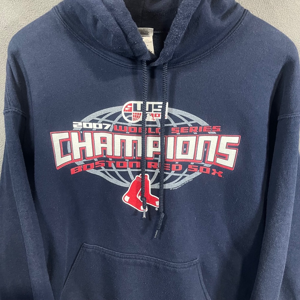 Gildan Boston Red Sox 2007 World Series Champions Hoodie Navy Blue Mens Medium